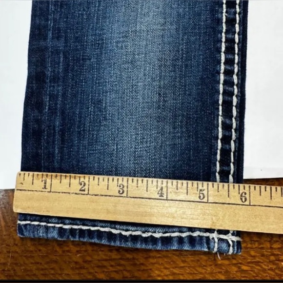 ROCK REVIVAL ELAINA Skinny Jeans Low Rise 28/31 Dark Wash Rhinestone Flip Pocket - Picture 17 of 17